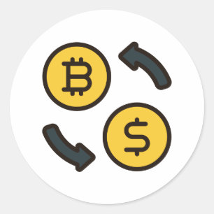 Bitcoin Currency to Dollar Icons Classic Round Sticker