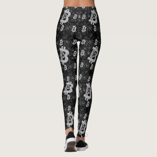 Bitcoin Digital Cryptocurrency Money Black Leggings (Back)