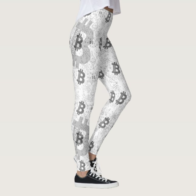 Bitcoin Digital Money White Cryptocurrency  Leggings (Right)