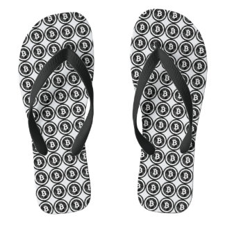 Bitcoin Distressed Black Coin Logo  Flip Flops