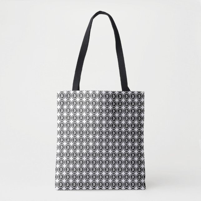Bitcoin Distressed Black Coin Logo Tote Bag (Front)