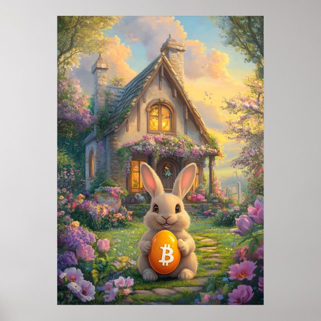 Bitcoin Easter Bunny Crypto Rabbit Hole Poster (Front)