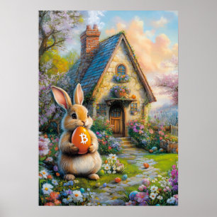 Bitcoin Easter Bunny Rabbit Hole Crypto BTC Poster