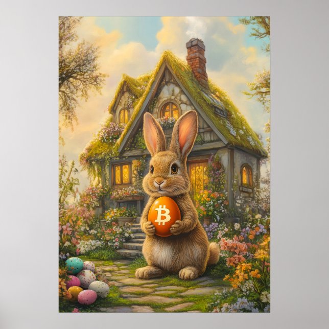 Bitcoin Easter Egg Hodl Rabbit Hole Poster (Front)