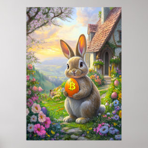 Bitcoin Easter Rabbit Hole Bunny Egg Poster