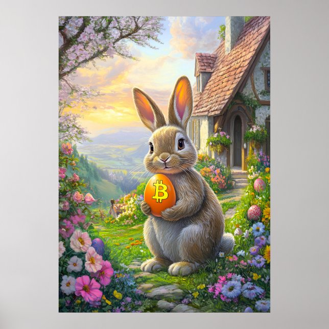 Bitcoin Easter Rabbit Hole Bunny Egg Poster (Front)