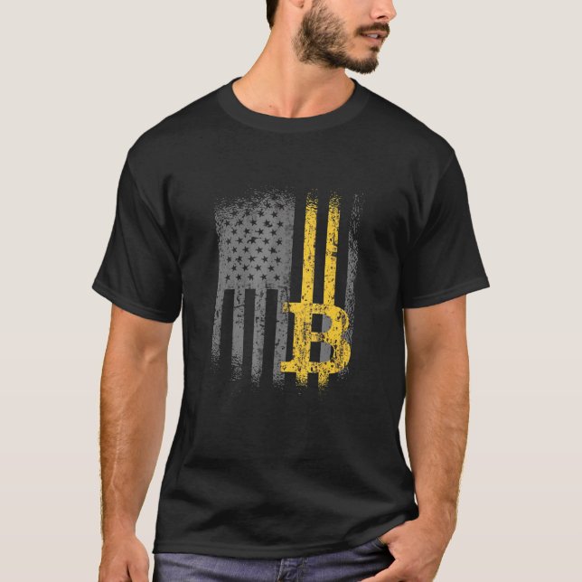 Bitcoin Flag Crypto Cryptocurrency Btc Blockchain  T-Shirt (Front)