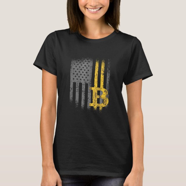Bitcoin Flag Crypto Cryptocurrency Btc Blockchain  T-Shirt (Front)
