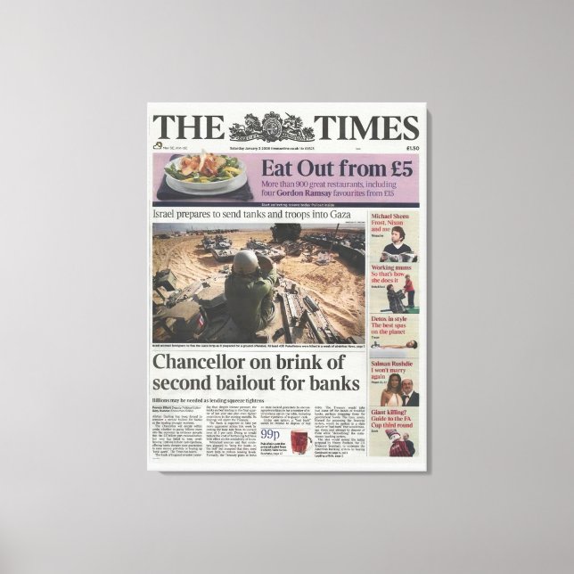 Bitcoin Genesis Block 2009 - First Message on Canv Canvas Print (Front)