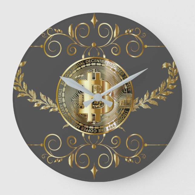 Bitcoin Gold Coin Money Design Large Clock (Front)