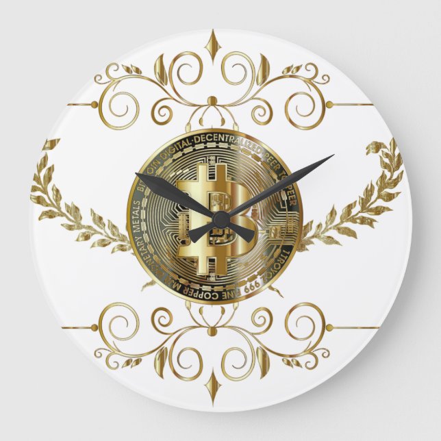 Bitcoin Gold Coin Money Large Clock (Front)