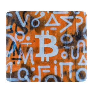 "Bitcoin Graffiti" (Style #1) Street Art Cutting Board