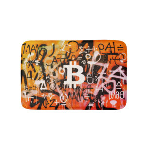 "Bitcoin Graffiti" (Style #3) Street Art Bath Mat