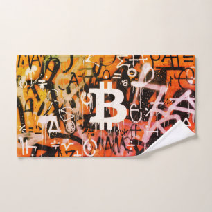 "Bitcoin Graffiti" (Style #3) Street Art Hand Towel
