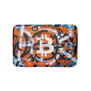 "Bitcoin Graffiti" (Style #4) Street Art Bath Mat