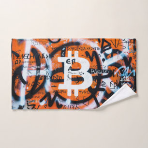 "Bitcoin Graffiti" (Style #4) Street Art Hand Towel