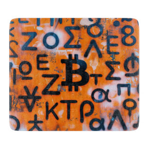 "Bitcoin Graffiti" (Style #5) Street Art Cutting Board