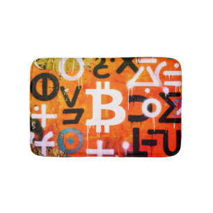 "Bitcoin Graffiti" (Style #6) Street Art Bath Mat