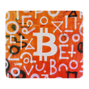 "Bitcoin Graffiti" (Style #7) Street Art Cutting Board