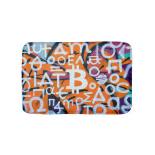 "Bitcoin Graffiti" (Style #8) Street Art Bath Mat