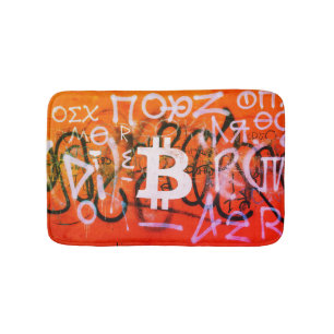 "Bitcoin Graffiti" (Style #9) Street Art Bath Mat