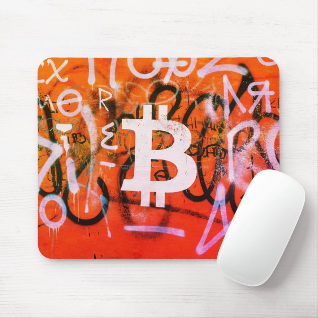"Bitcoin Graffiti" (Style #9) Street Art Mouse Mat (With Mouse)