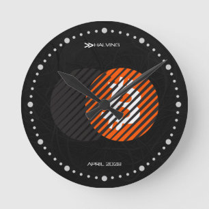 Bitcoin Halving 2028 (Style: 2 / Classic Orange) Round Clock