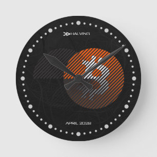 Bitcoin Halving 2028 (Style: 3 / Classic Orange) Round Clock