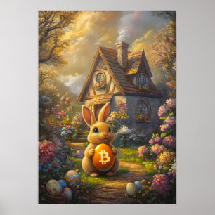 Bitcoin Happy Easter Bunny Rabbit Wall Art