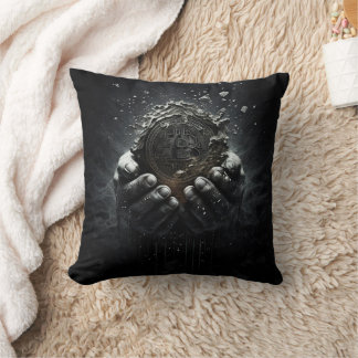 Bitcoin in hands crypto currency design cushion