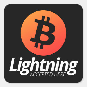 Bitcoin Lightning Accepted Here Square Sticker