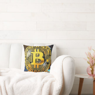 "Bitcoin Logo Embroidered Throw Pillow - Cryptocu