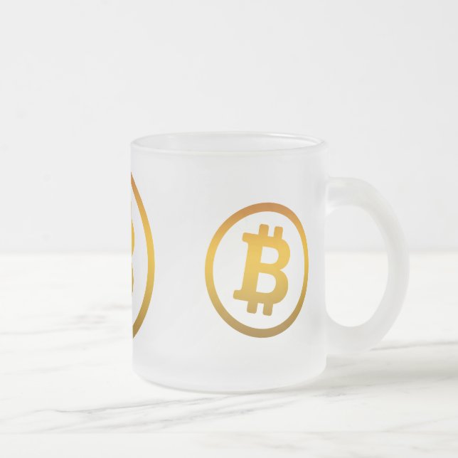 Bitcoin logo frosted glass coffee mug (Right)
