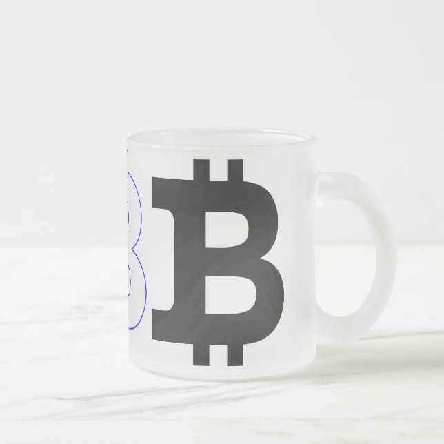 Bitcoin logo frosted glass coffee mug (Right)
