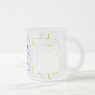 Bitcoin logo frosted glass coffee mug