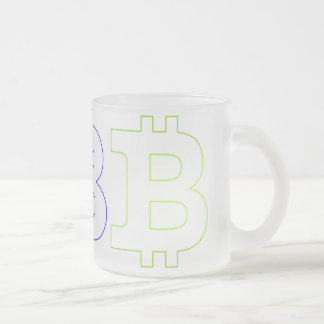 Bitcoin logo frosted glass coffee mug