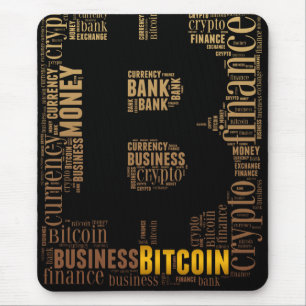 Bitcoin logo graphic wordart mouse mat