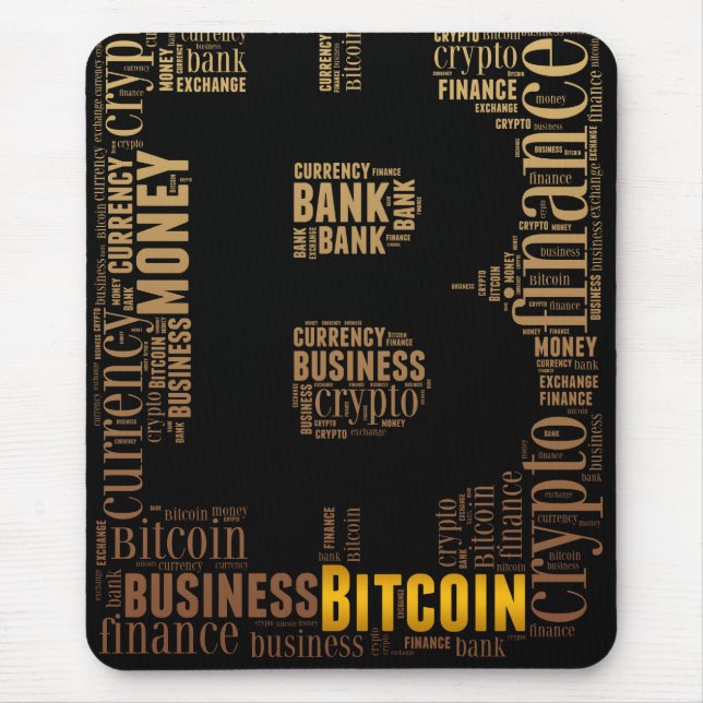 Bitcoin logo graphic wordart mouse mat (Front)
