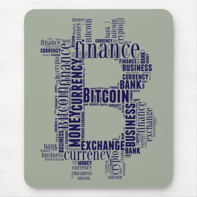 Bitcoin logo graphic wordart mouse mat (Front)