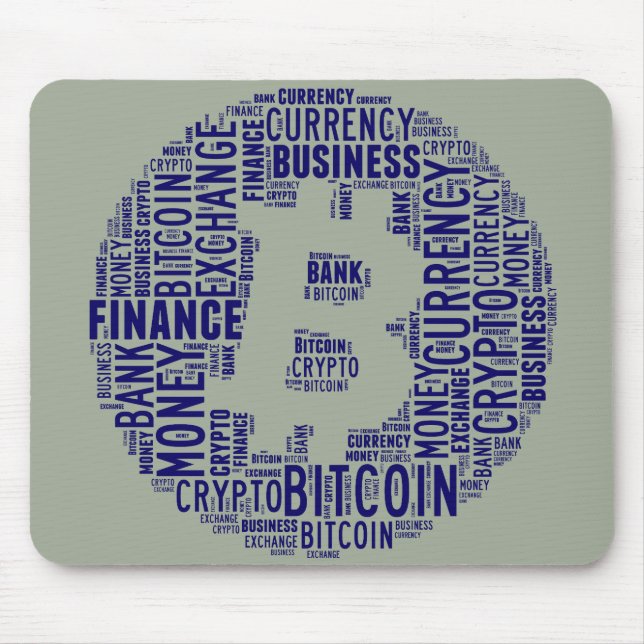 Bitcoin logo graphic wordart mouse mat (Front)