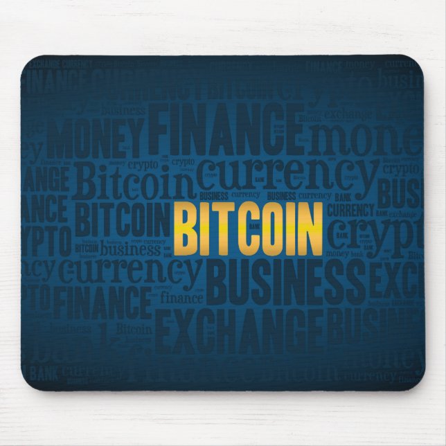 Bitcoin logo graphic wordart mouse mat (Front)