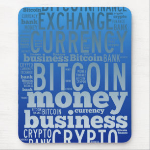 Bitcoin logo graphic wordart mouse mat