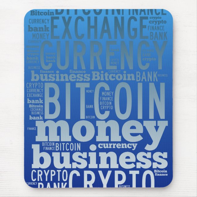Bitcoin logo graphic wordart mouse mat (Front)