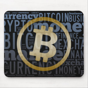 Bitcoin logo graphic wordart mouse mat