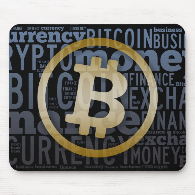Bitcoin logo graphic wordart mouse mat (Front)