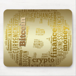 Bitcoin logo graphic wordart mouse mat