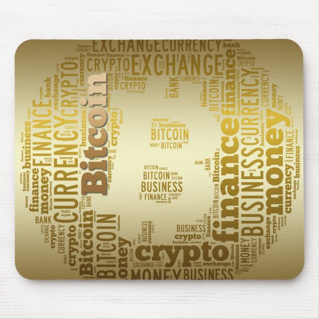 Bitcoin logo graphic wordart mouse mat (Front)