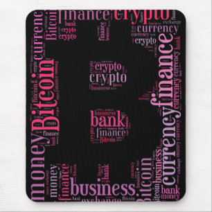 Bitcoin logo graphic wordart mouse mat