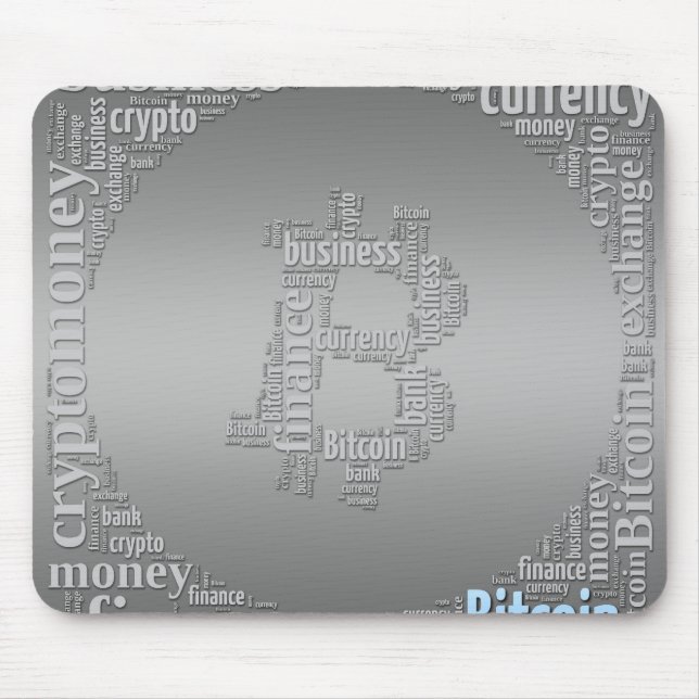 Bitcoin logo graphic wordart mouse mat (Front)