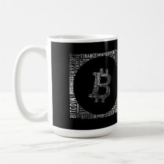 Bitcoin logo wordart graphics coffee mug
